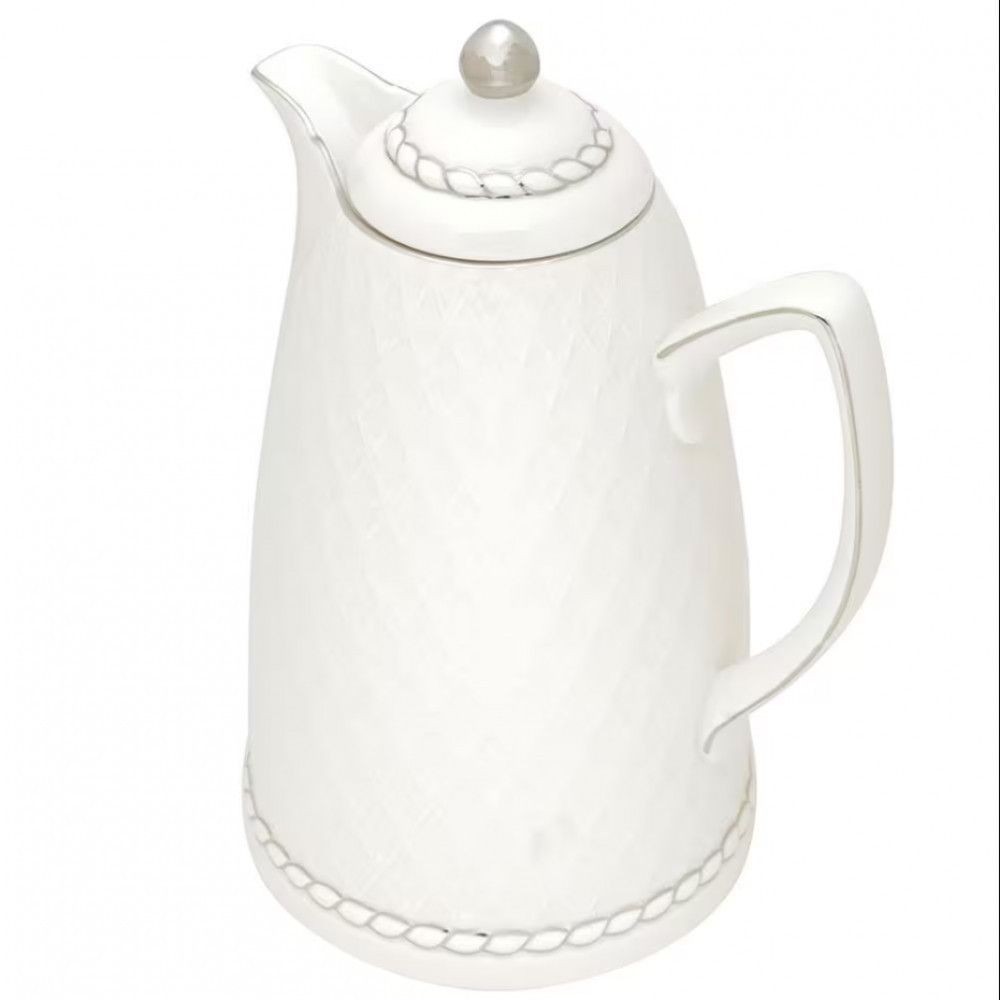 Garrafa Térmica Wolff 900ML Mantém Bebidas Quentes Ou Frias por 12 Horas Porcelana Tampa Removível para Cozinha Branco