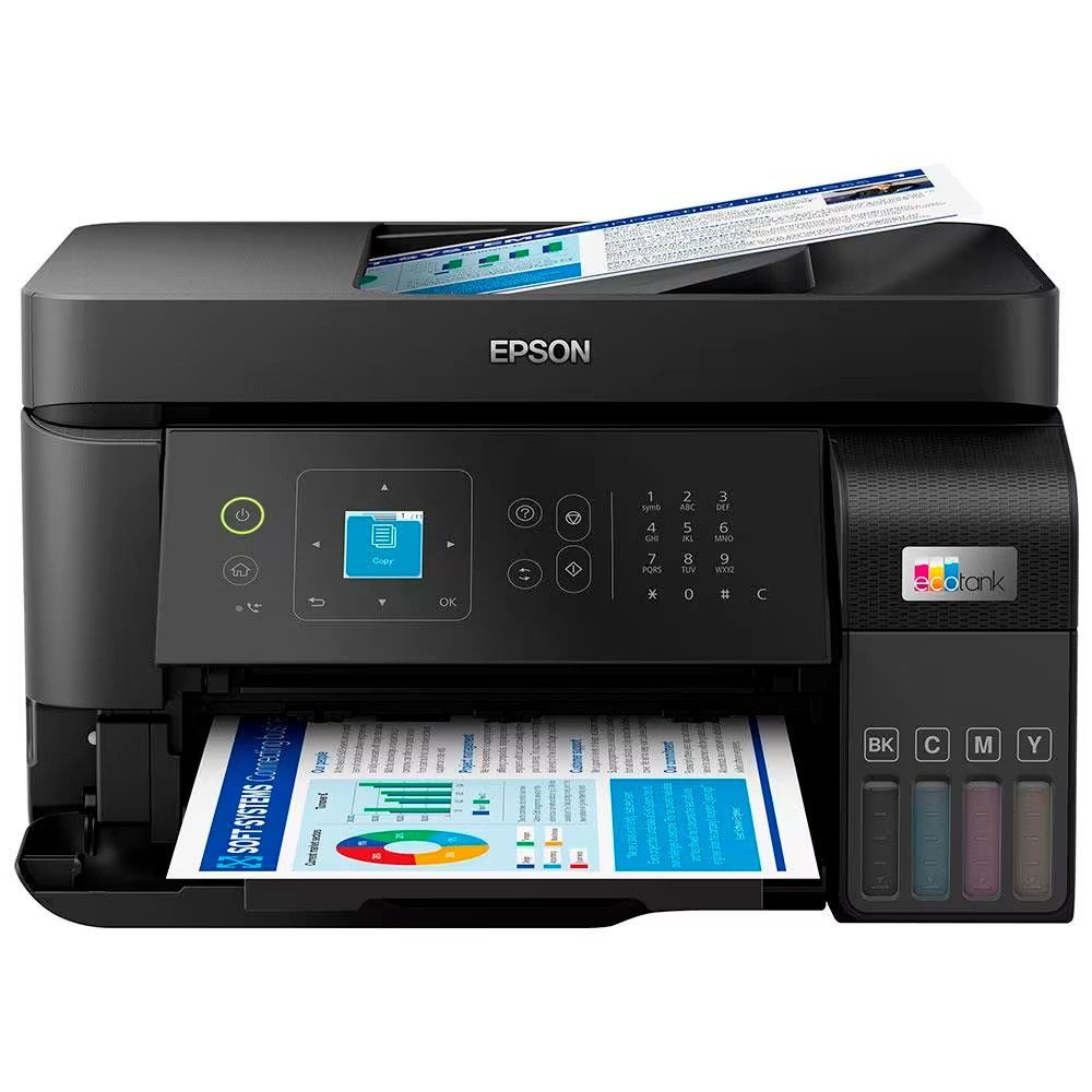 Impressora Multifuncional Epson Ecotank L5590 Jato de Tinta Colorida com Scanner Copiadora Wi-Fi Preta Bivolt
