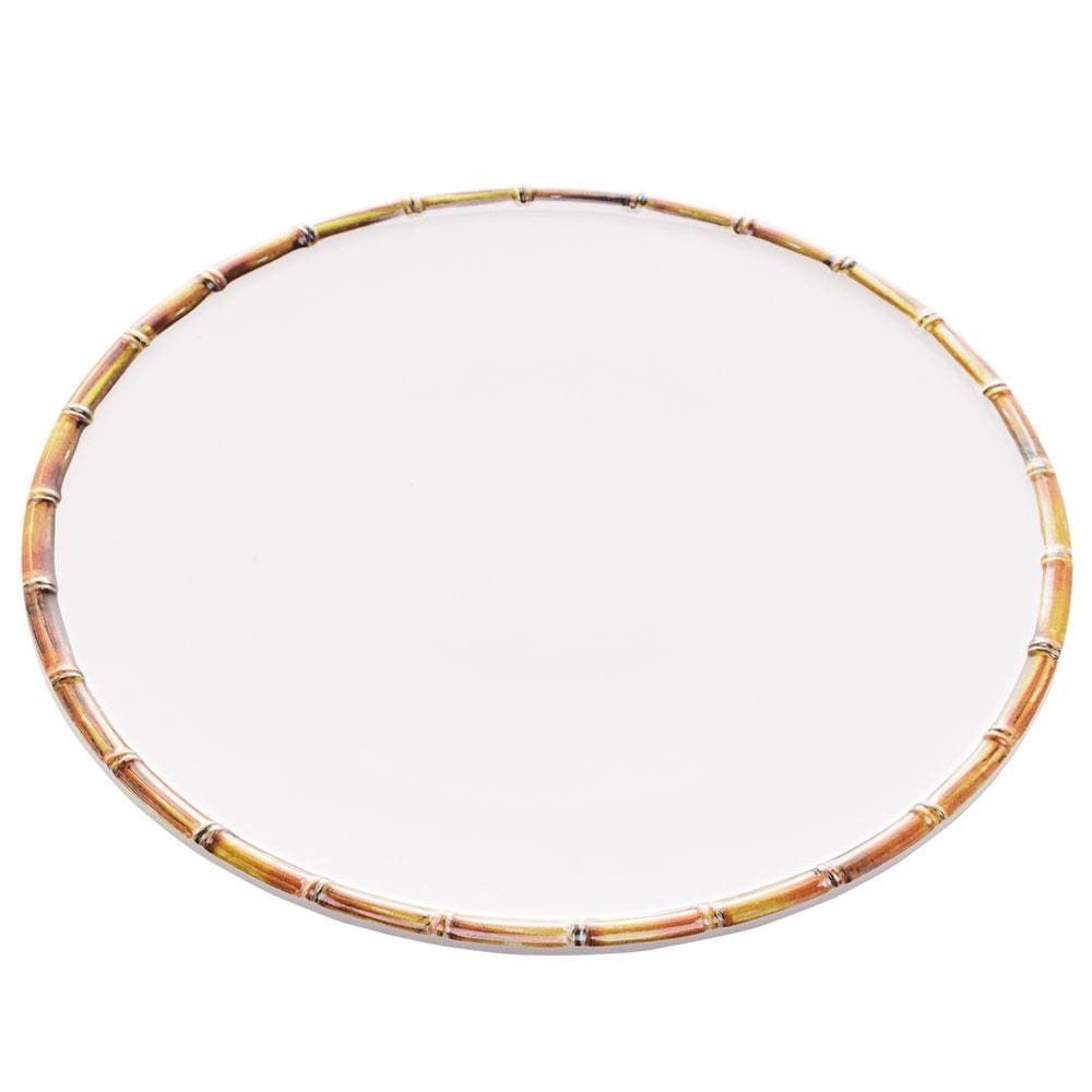 Prato Raso Bambu 1 Peça Melamina Liso para Uso Diário Branco Wolff 27CM