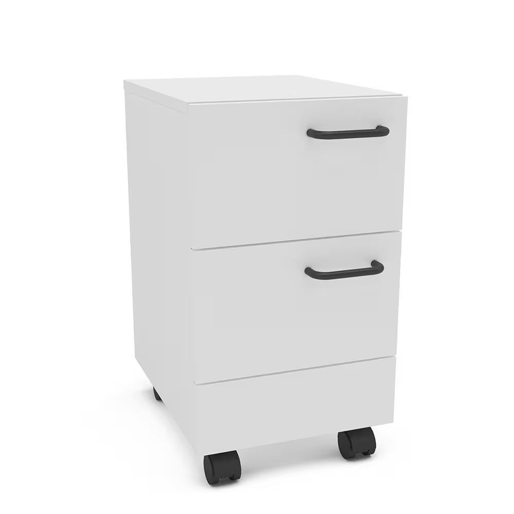 Gaveteiro Osaka Moderno 2 Gavetas MDF-MDP com Rodízios Branco Politorno Móveis