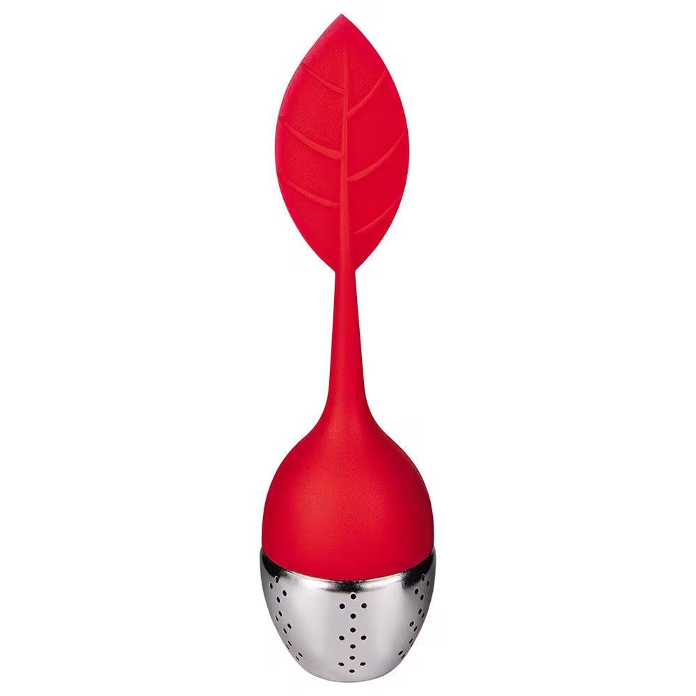 Infusor para Chá Euro Home em Silicone e Inox com Base Removível para Cozinha Vermelho Euro Home