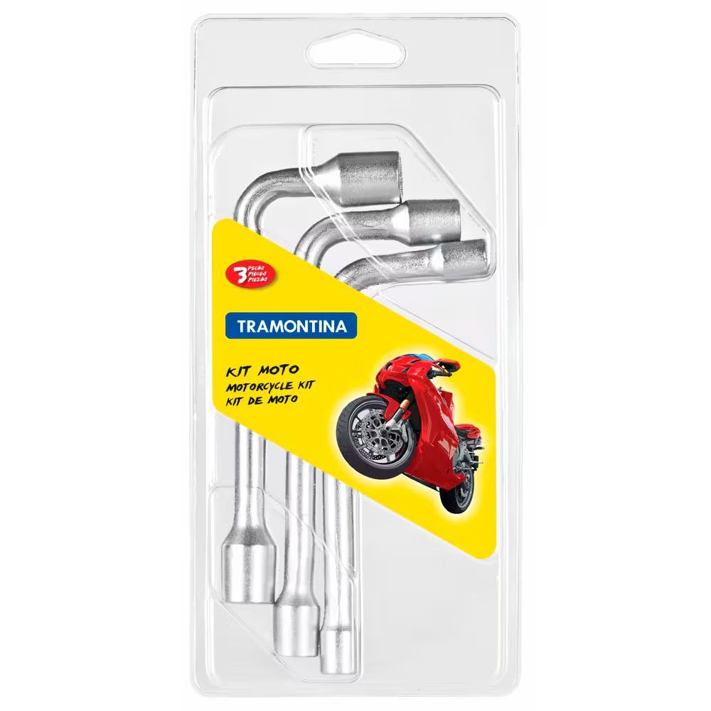 Jogo de Chaves para Moto com Acabamento Cromado e Estojo Compacto e Corpo em Aço Carbono Temperado Inox Tramontina