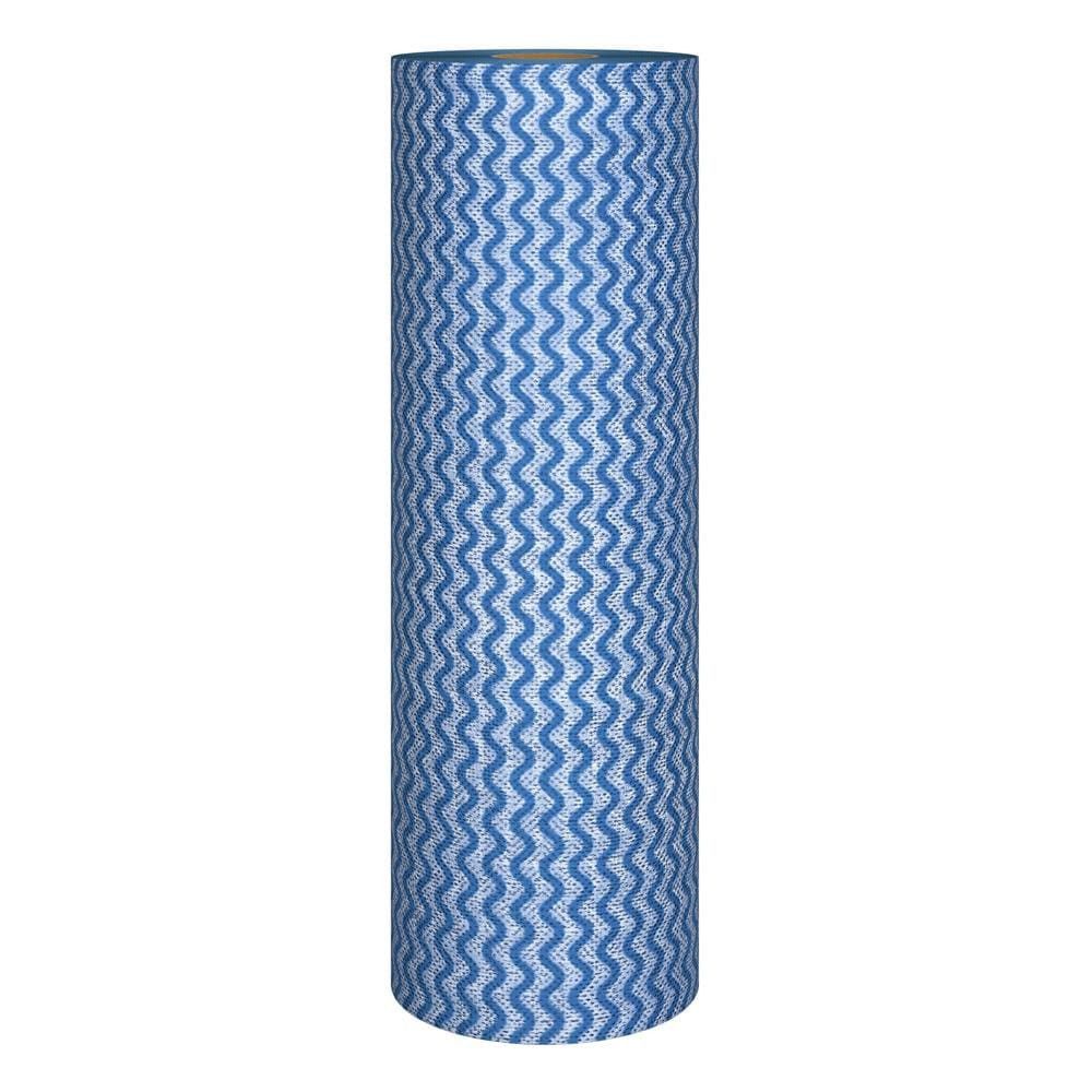 Rolo de Panos Multiuso 50 Unidades 50 Viscose e 50 Poliester Lavável e Rápida Secagem para Cozinha Azul Flashlimp