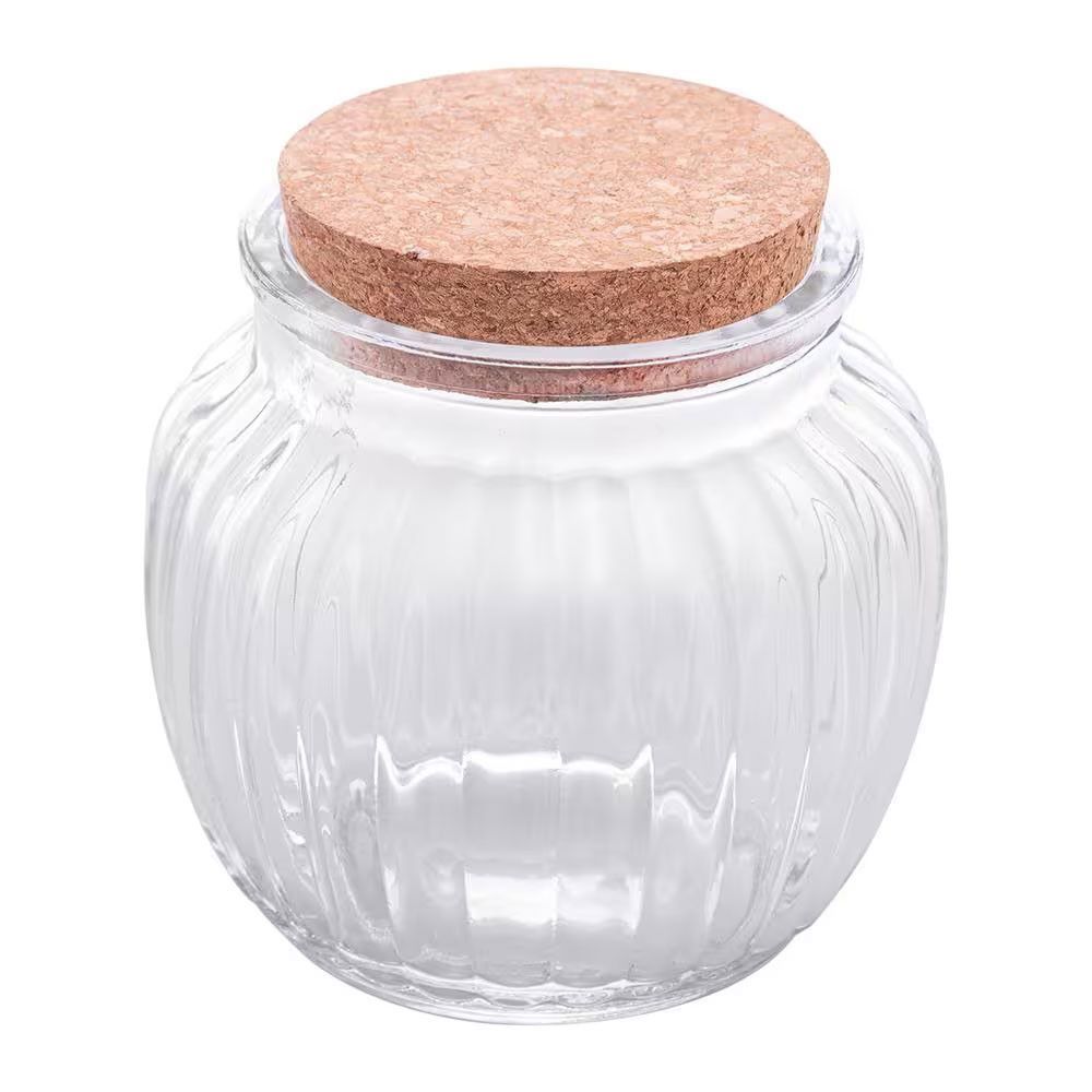 Pote de Armazenamento Classic com Tampa de Rolha Vidro e Cortiça Fechamento Seguro para Cozinha Incolor Lyor