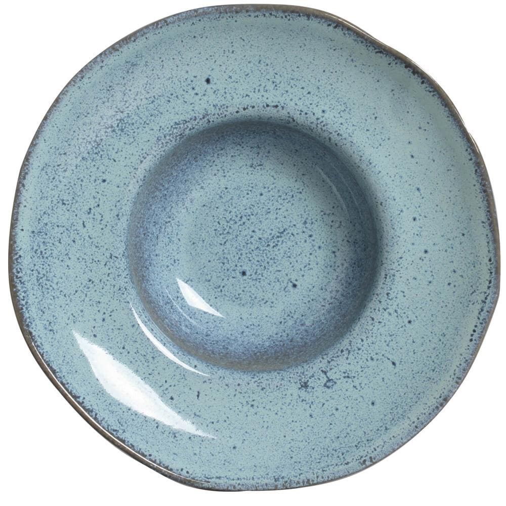 Prato de Massa Orgânico Breeze 4 Peças Stoneware Esmalte Reagente para Uso Diário Azul Porto Brasil