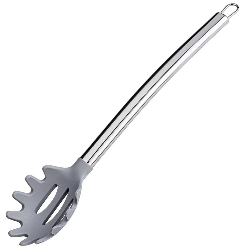 Pegador para Massas Euro 10 Dentes Silicone com Cabo em Aço Inox Resistente ao Calor Cozinha Cinza Euro