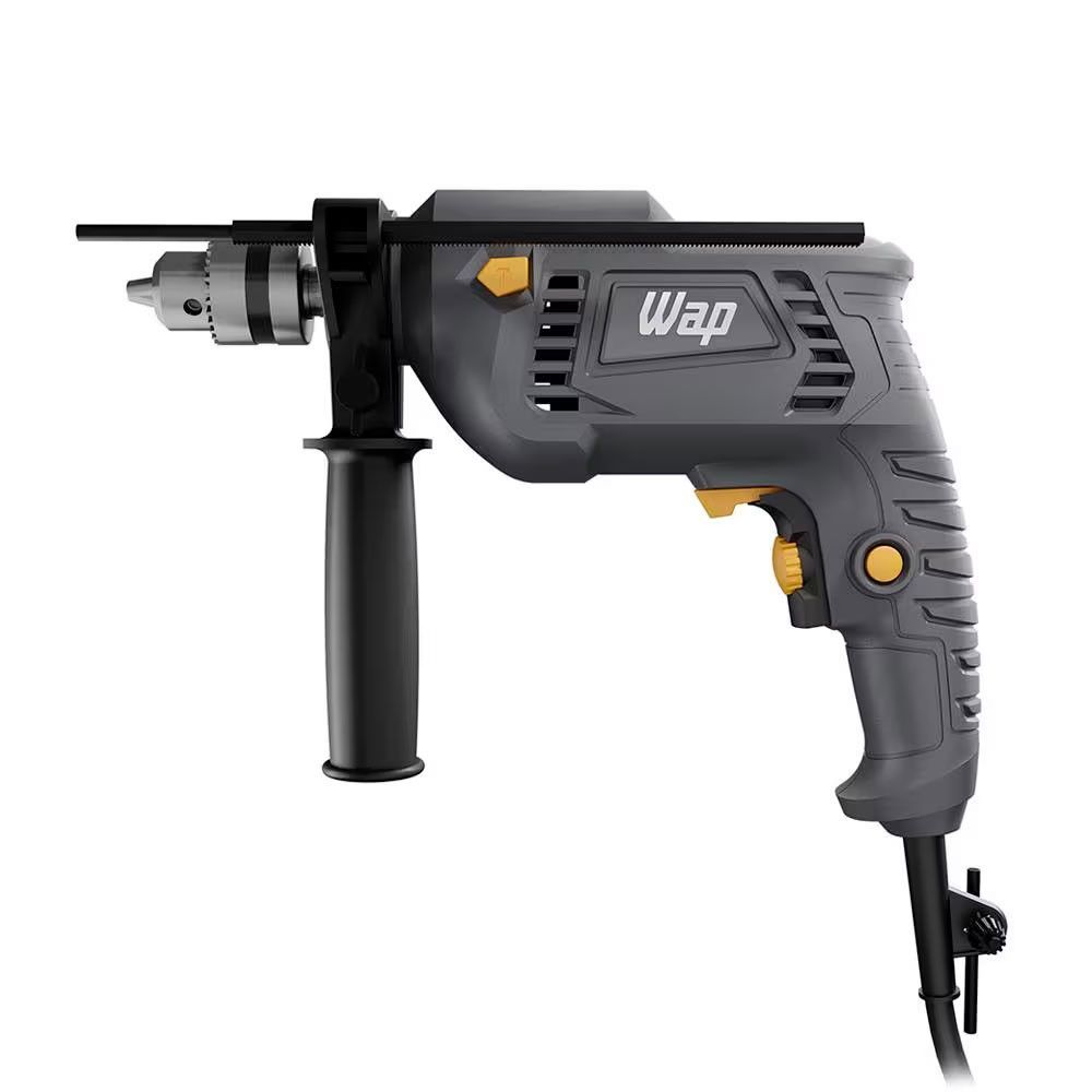 Parafusadeira e Furadeira de Impacto WAP Profissional 700k10 com 11 Acessórios 700W Cinza e Amarelo 110V