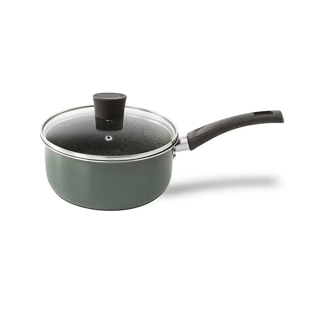 Panela Eko 18cm Antiaderente com Tampa de Vidro em Alumínio Sustentável para Cozinha Verde Multiflon