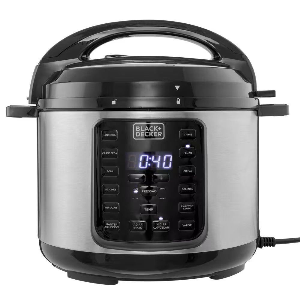 Panela de Pressão Elétrica Black + Decker PP900G Gourmand 5L 900W Inox Antiaderente 110V