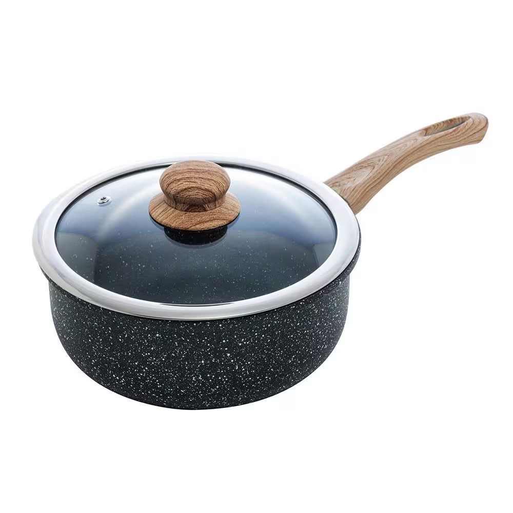 Panela Granilite 20cm para Indução com Revestimento Cerâmico Antiaderente em Alumínio com Tampa de Vidro para Cozinha