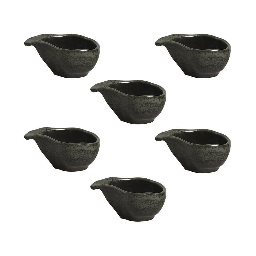 Molheira Organico Greenery para Molhos Stoneware Acabamento Texturizado Uso em Micro-ondas e Lava Loucas Verde Porto