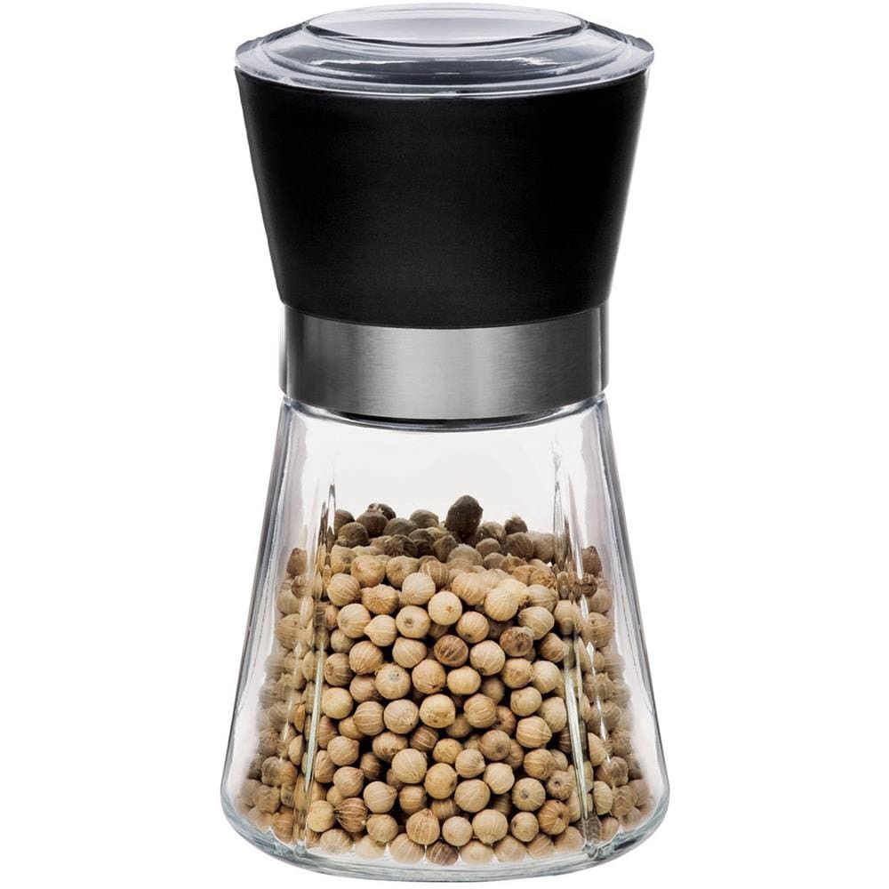 Moedor de Pimenta Euro Home com Moedor em Cerâmica Vidro e Plástico Design Moderno para Cozinha Preto e Transparente