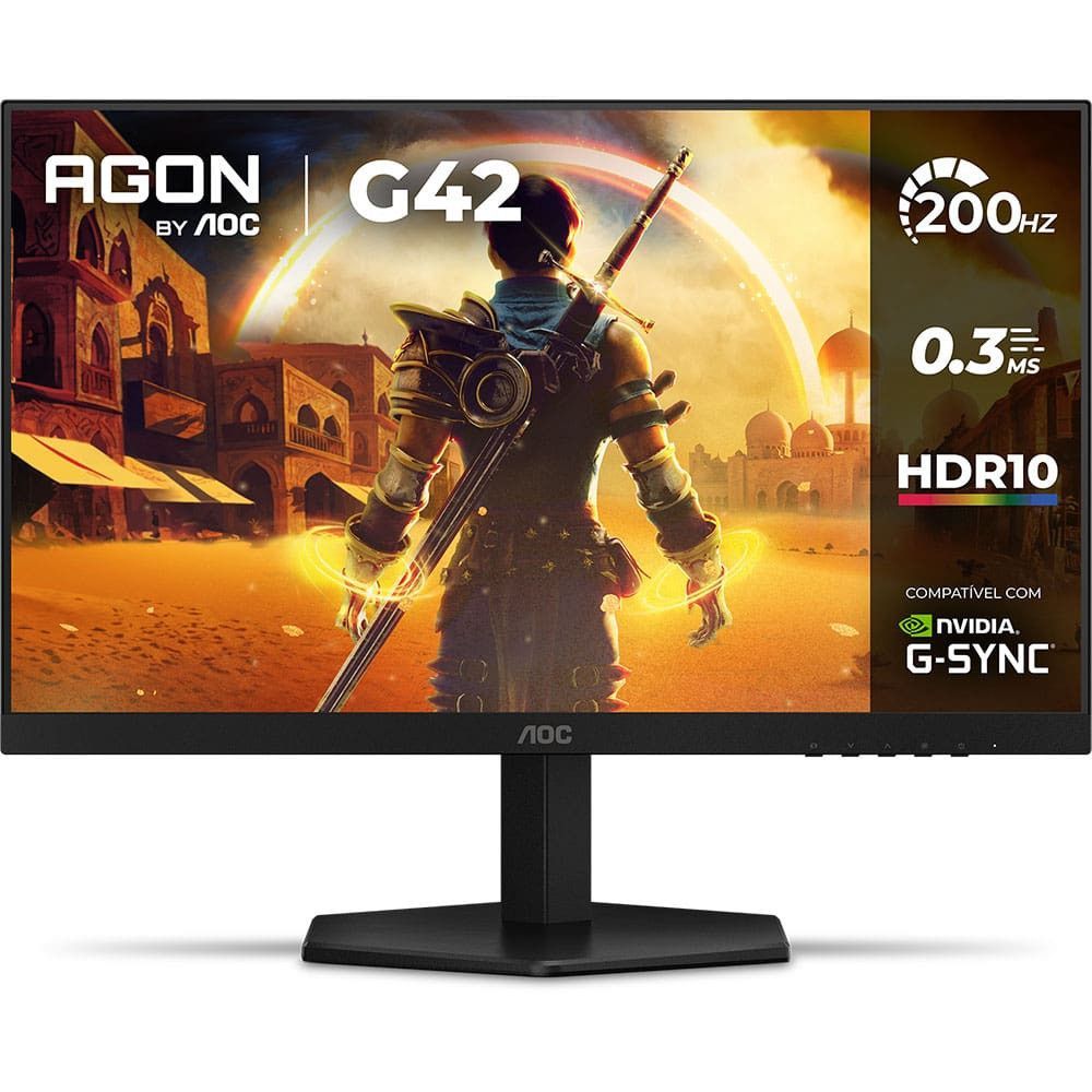 Monitor Gamer AOC 24G42HE-57 23.8" Full HD LED IPS 200Hz 0.3ms Preto Bivolt