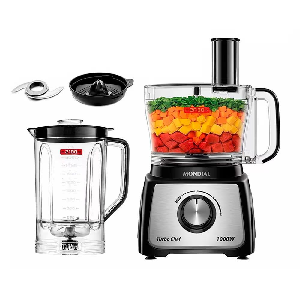 Multiprocessador Mondial MPN-02-BE 2 em 1 2 Velocidades 1000W Preto San Cristal 220V
