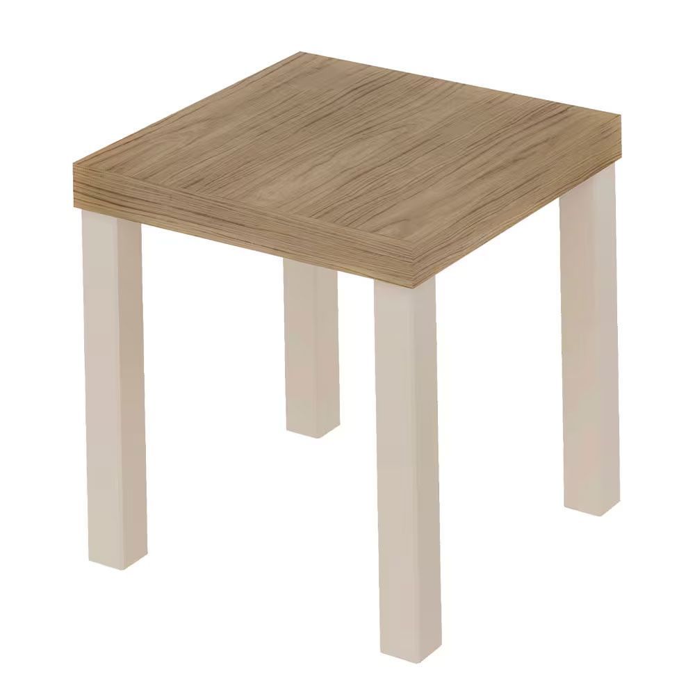 Mesa de Apoio Up Quadrada MDF Tamburato Madeira 45CM Carvalho com Off White Artely