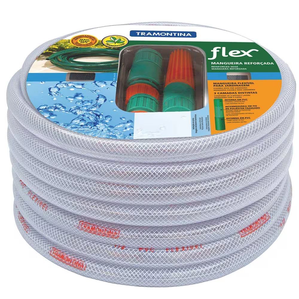 Mangueira Flex 1-2 Polegada para Jardim 25m Alta Flexibilidade Branco Tramontina