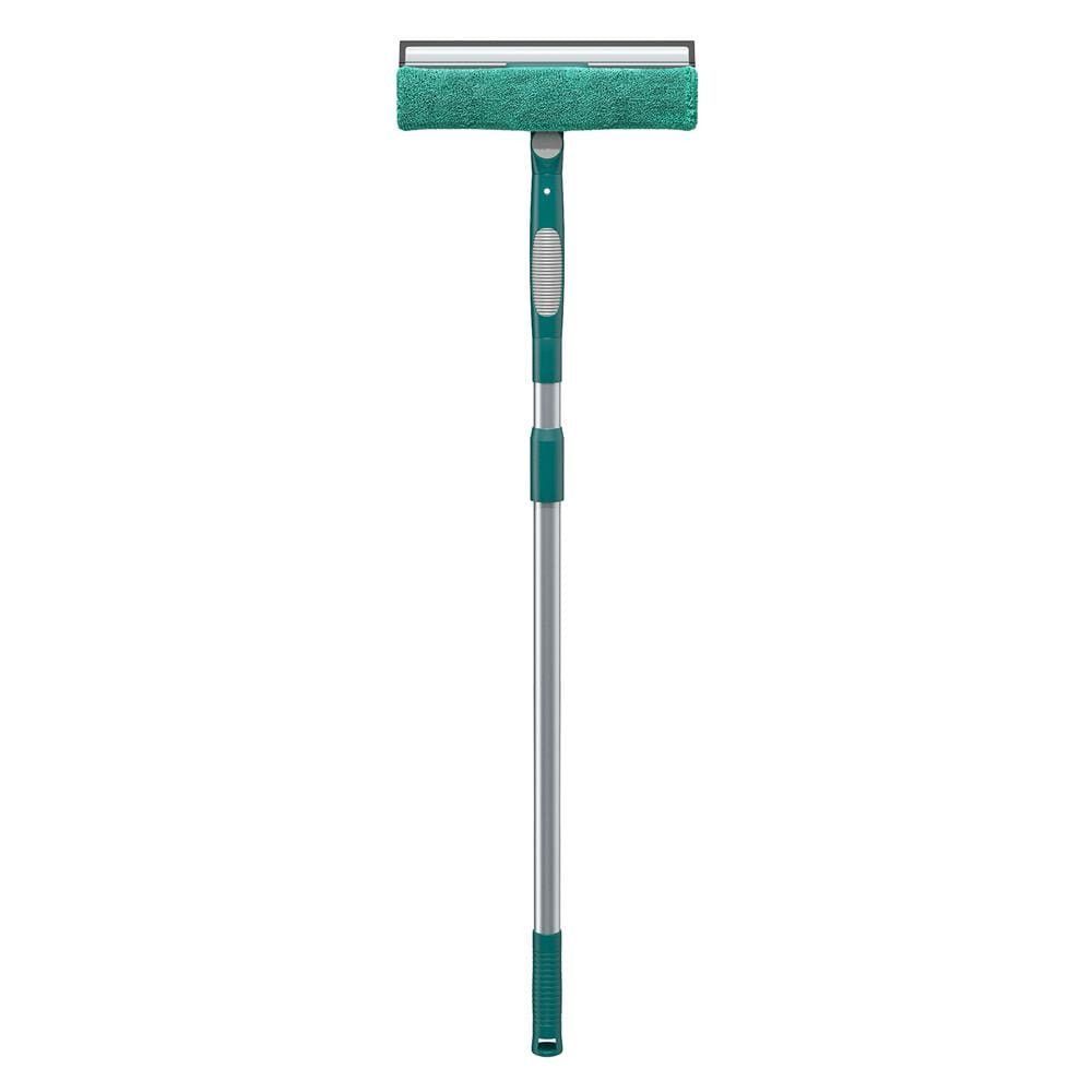 Limpa Vidro FLP6391 com Cabo Extensível Base 180 graus  Microfibra e Rodinho Emborrachado para Janelas e Vidros Verde
