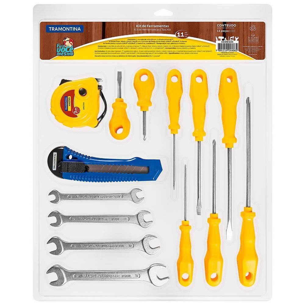 Kit de Ferramentas 14 Peças com Bocas Calibradas e Freio Duplo Amarelo Tramontina