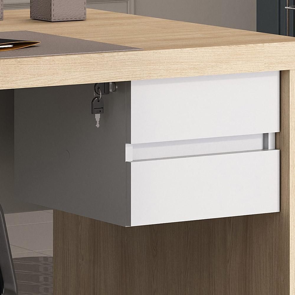 Gaveteiro Suspenso Ryemo A02 Moderno 2 Gavetas MDF-MDP com Chave Branco Lyam Decor