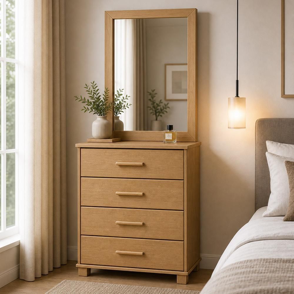 Cômoda Zahav F06 4 Gavetas Madeira Maciça Puxador Metálico Freijó Lyam Decor