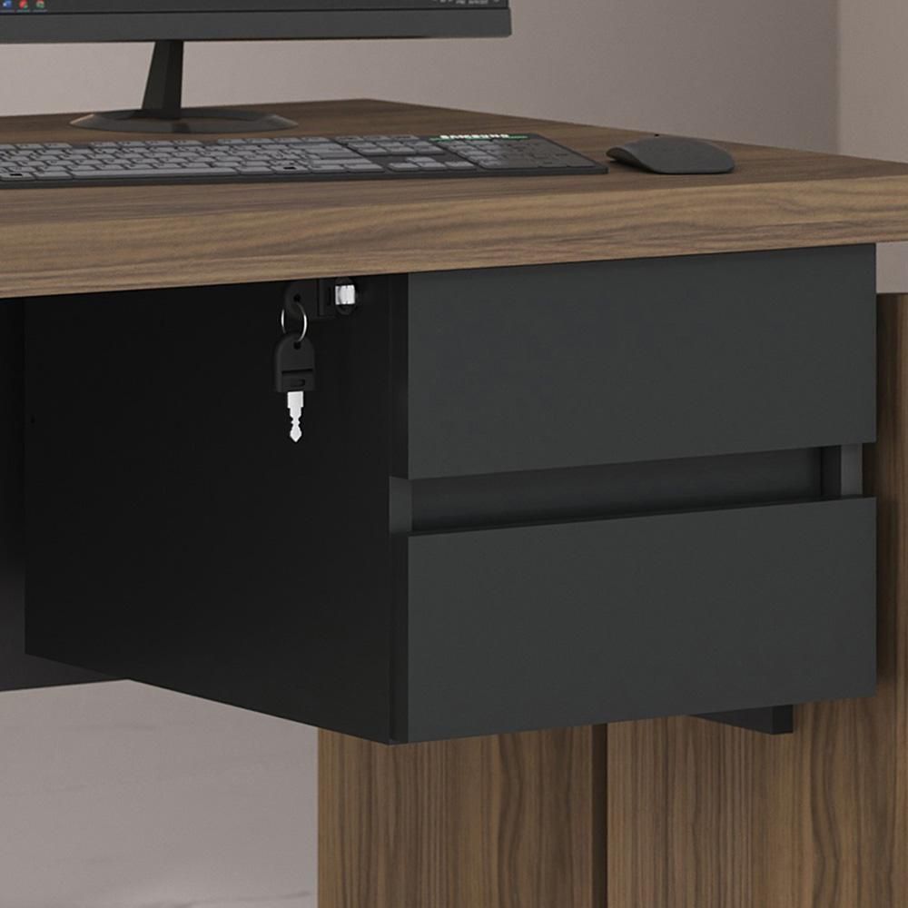 Gaveteiro Suspenso Ryemo A02 Moderno 2 Gavetas MDF-MDP com Chave Preto Lyam Decor