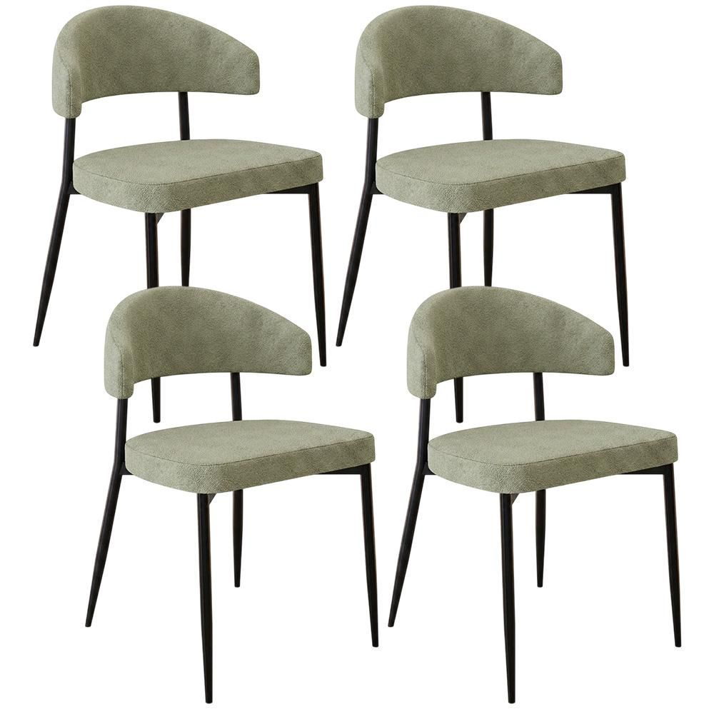 Kit 4 Cadeiras Sala de Jantar Serena Estrutura em Aço Estofado em Bouclê Verde Lyam Decor 45,5CM