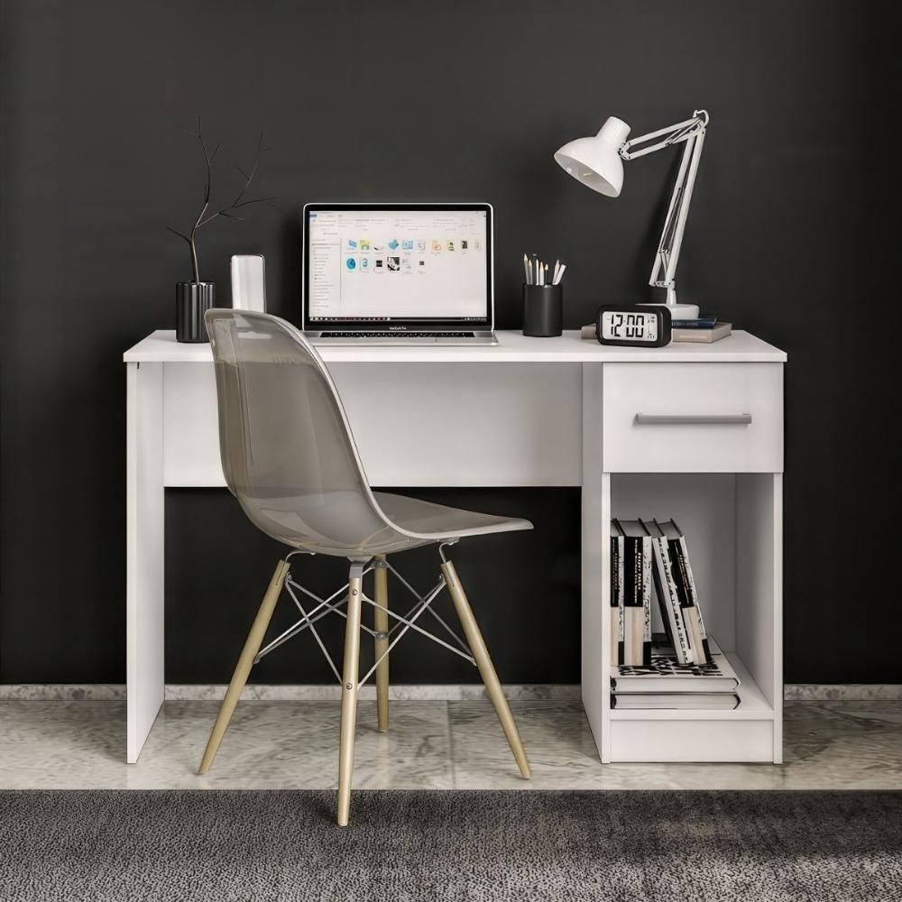 Escrivaninha Retangular CR25356 Moderno 1 Gaveta MDP 120CM Branco Multimóveis