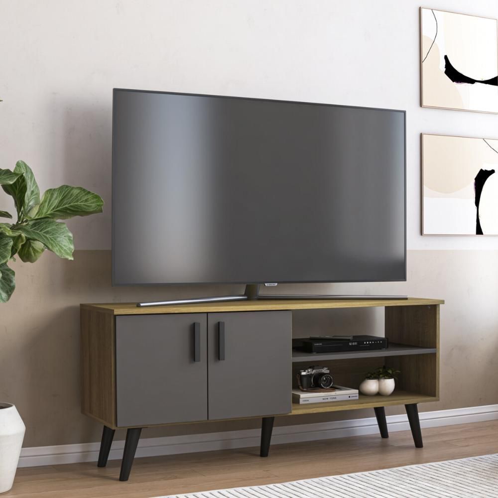 Rack para TV Até 50 Polegadas CR45366 121,2CM MDP com Suporte Mel-Grafite Multimóveis
