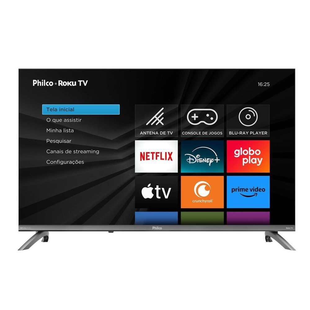 Smart TV Philco P32CRB 32" HD DLED Cinza Roku TV Dolby Audio HDR10 Bivolt