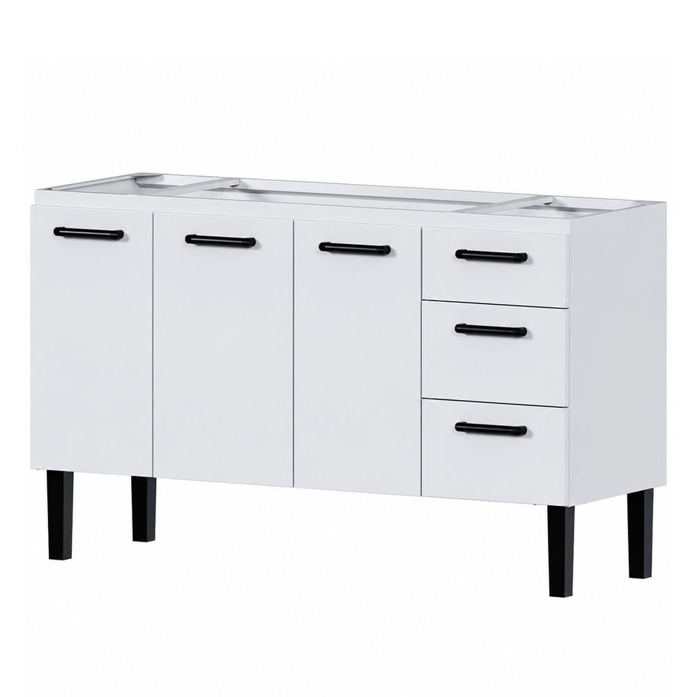 Gabinete para Cozinha Atena sem Porta 3 Gavetas em Aço Eletrogalvanizado 145CM Branco Cozimax