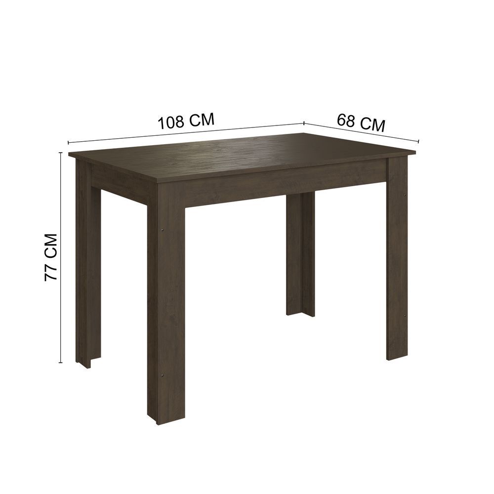 Conjunto de Jantar Atlanta 4 Lugares Tampo em MDF com Assentos Acolchoados Noce e Cacau 108CM Indékes