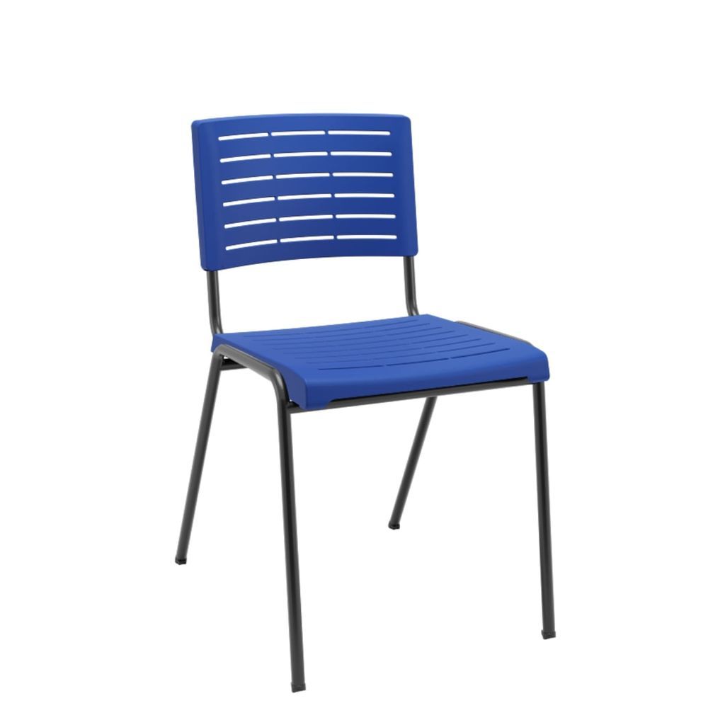 Cadeira Secretária Niala Azul em Aço e Polipropileno Base Fixa Empilhável NR17 Azul Plaxmetal 55.8CM
