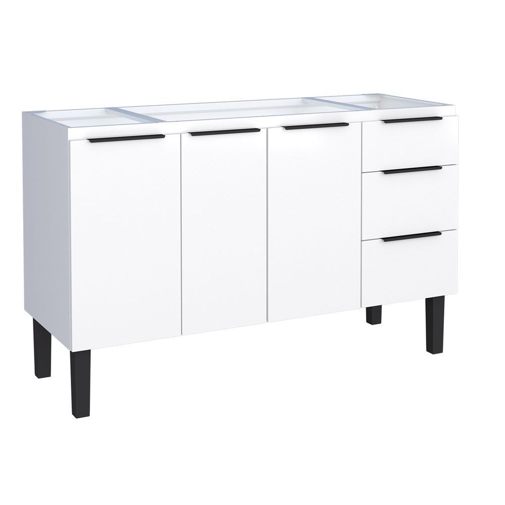 Gabinete para Cozinha Júpiter sem Porta 3 Gavetas Aço 134CM Branco Cozimax