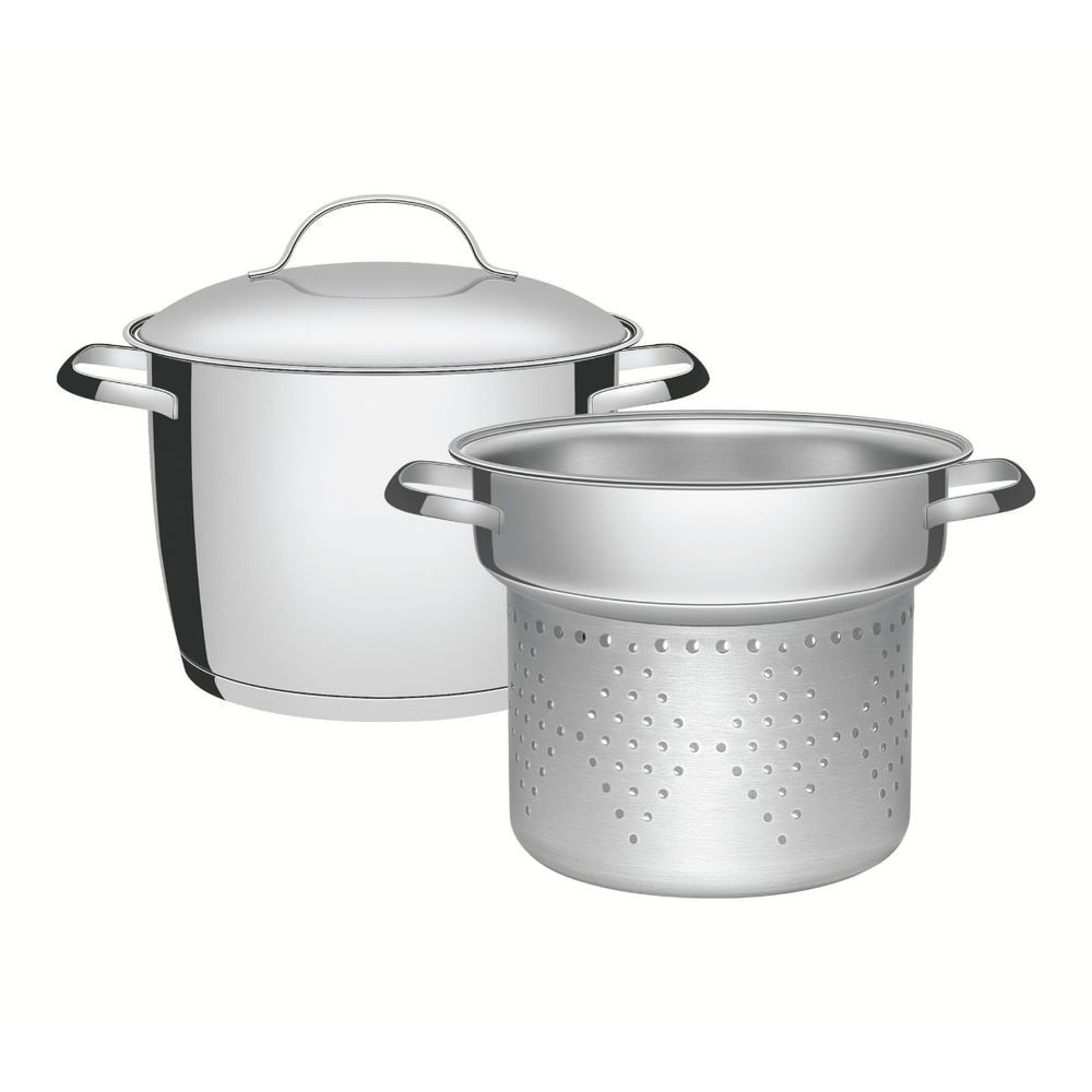 Jogo Cozi-pasta Tramontina Allegra em Aço Inox com Revestimento Antiaderente 20CM Fundo Triplo 2 Peças 4,60L