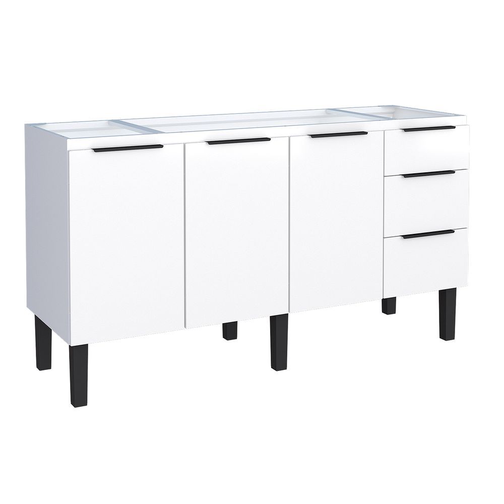 Gabinete para Cozinha Júpiter sem Porta 3 Gavetas Aço 153CM Branco Cozimax