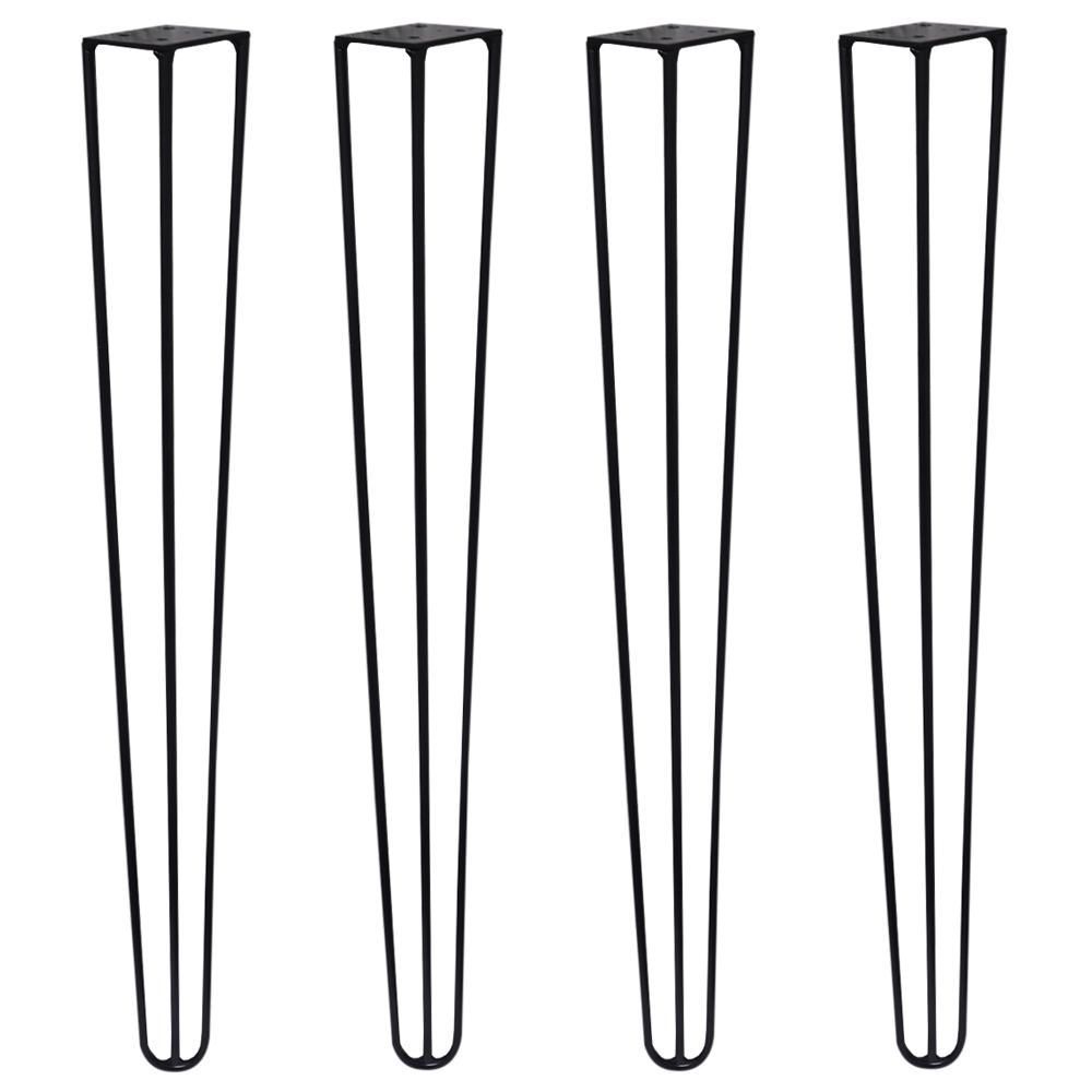 Kit 4 Pés De Metal 60 Cm Hairpin Legs Mesa De Canto Aparador Preto G41