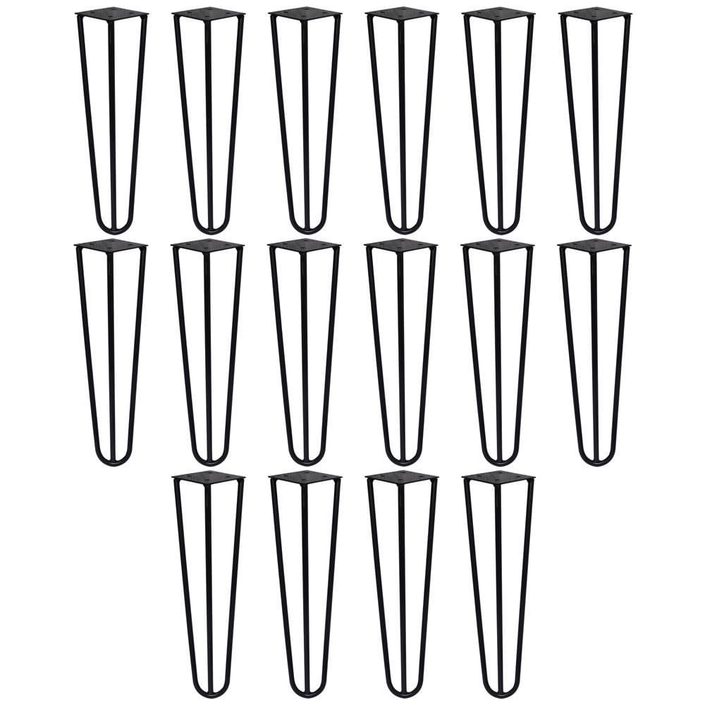 Kit 16 Pés De Metal 30 Cm Hairpin Legs Mesa De Canto Rack E Puffs Preto G41