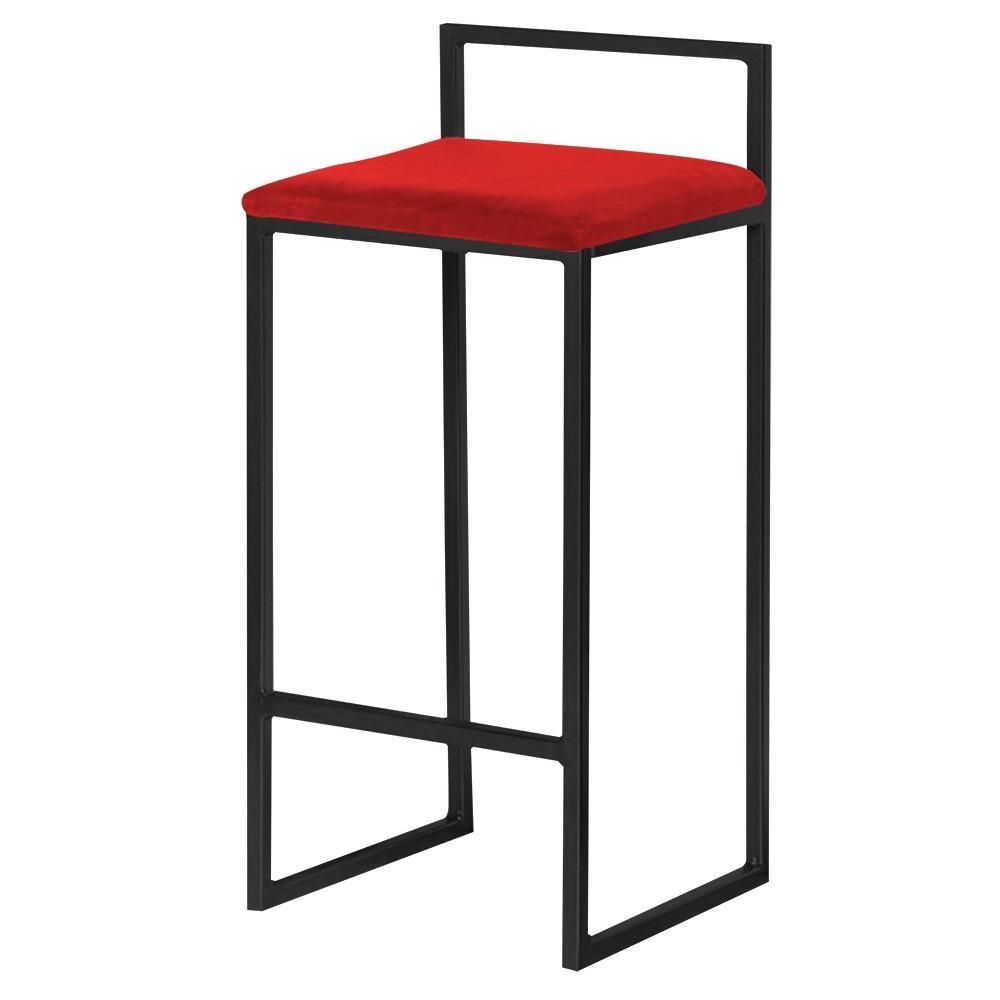 Banqueta Decorativa Selena Assento em Veludo Base Fixa sem Encosto 65cm Vermelho Gran Belo