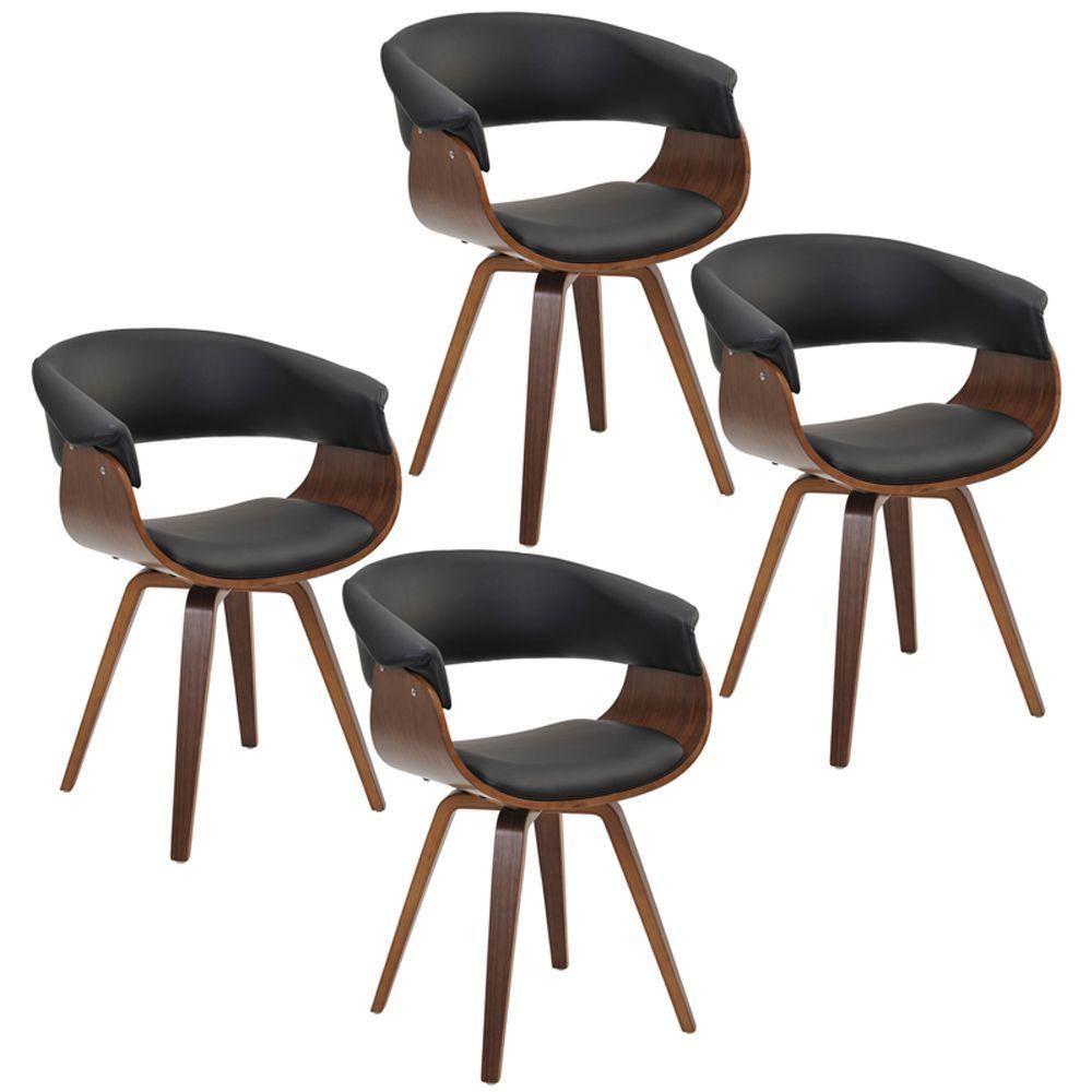 Cadeira Decorativa Ohana Recepção PU Sintético Fixa sem Braço Preta Gran Belo