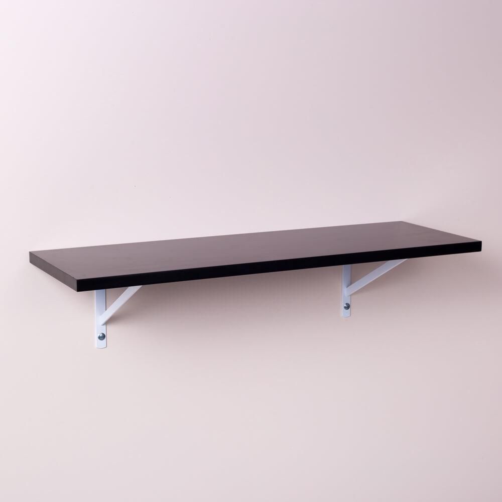 Prateleira Mão Francesa 40x25CM MDP Fixação Suporte Invisível Organizador Sala Preto Mercado das Prateleiras 40CM 120KG