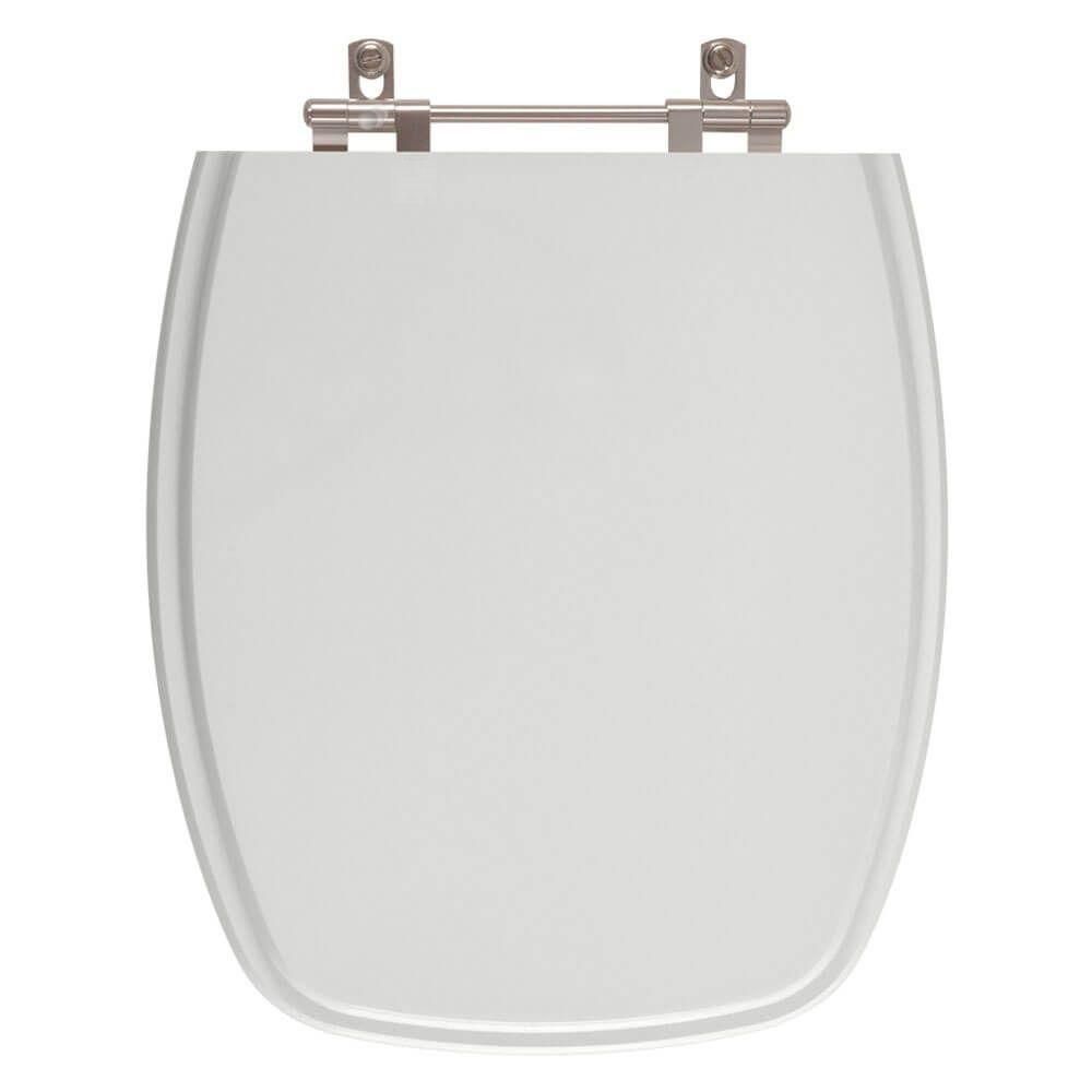 Assento Sanitário Primula Plus Alongado Resina Plástica Parafusado Convencional Cinza Claro Pontto Lavabo 40CM