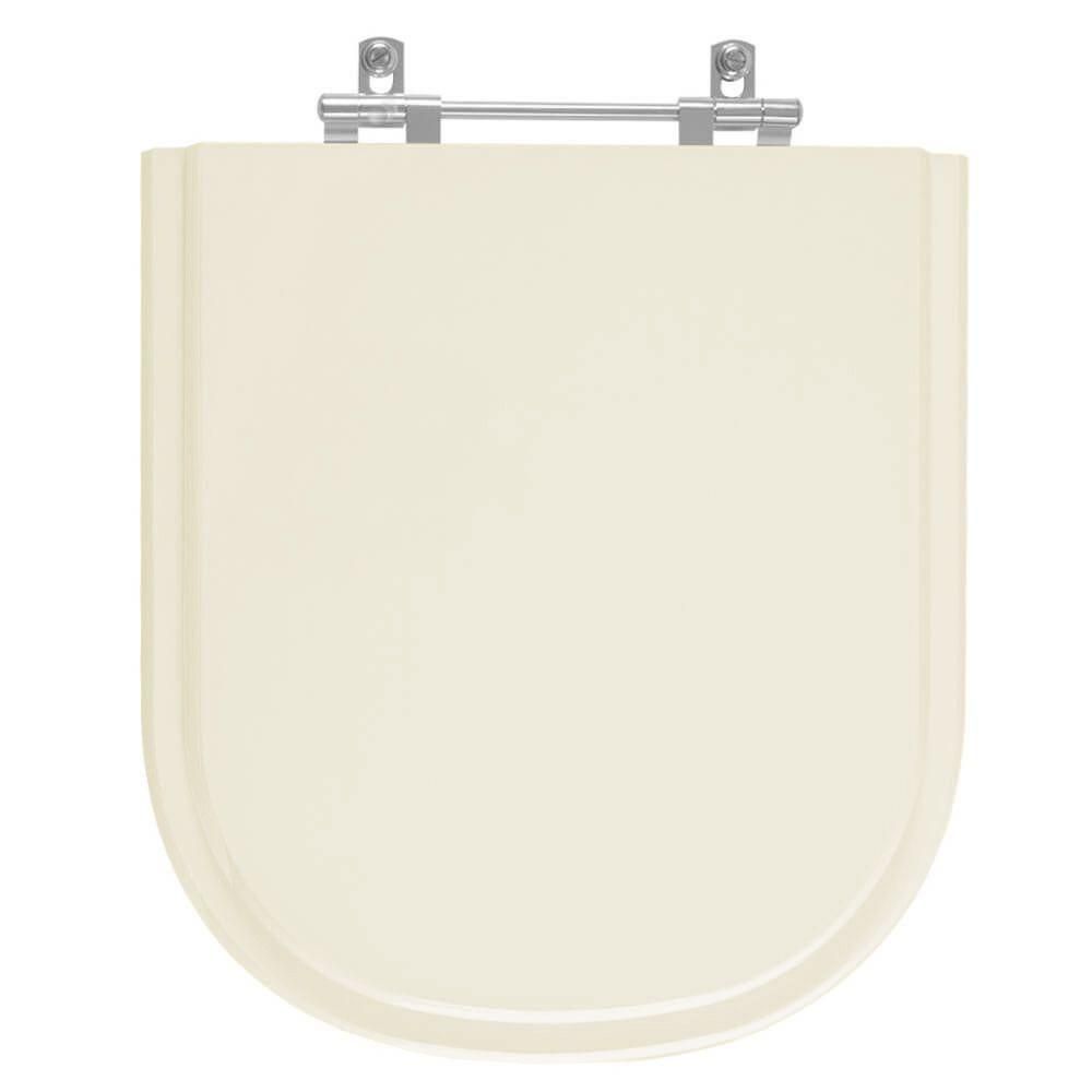 Assento Sanitário Flox para Bacia Fiori 6LPF Alongado MDF Fechamento Convencional Alumínio Anodizado Marfim Pontto