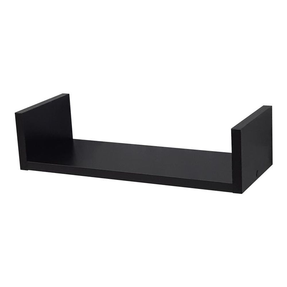 Prateleira U 50X20CM MDP Fixação Suporte Invisível Organizador Moderno Sala Preto Mercado das Prateleiras 50CM