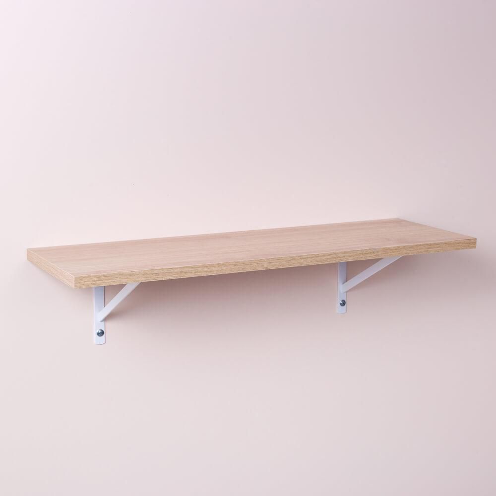 Prateleira com Mão Francesa 40x20CM MDP Fixação Parafuso Organizador Sala Bege Mercado das Prateleiras 40CM