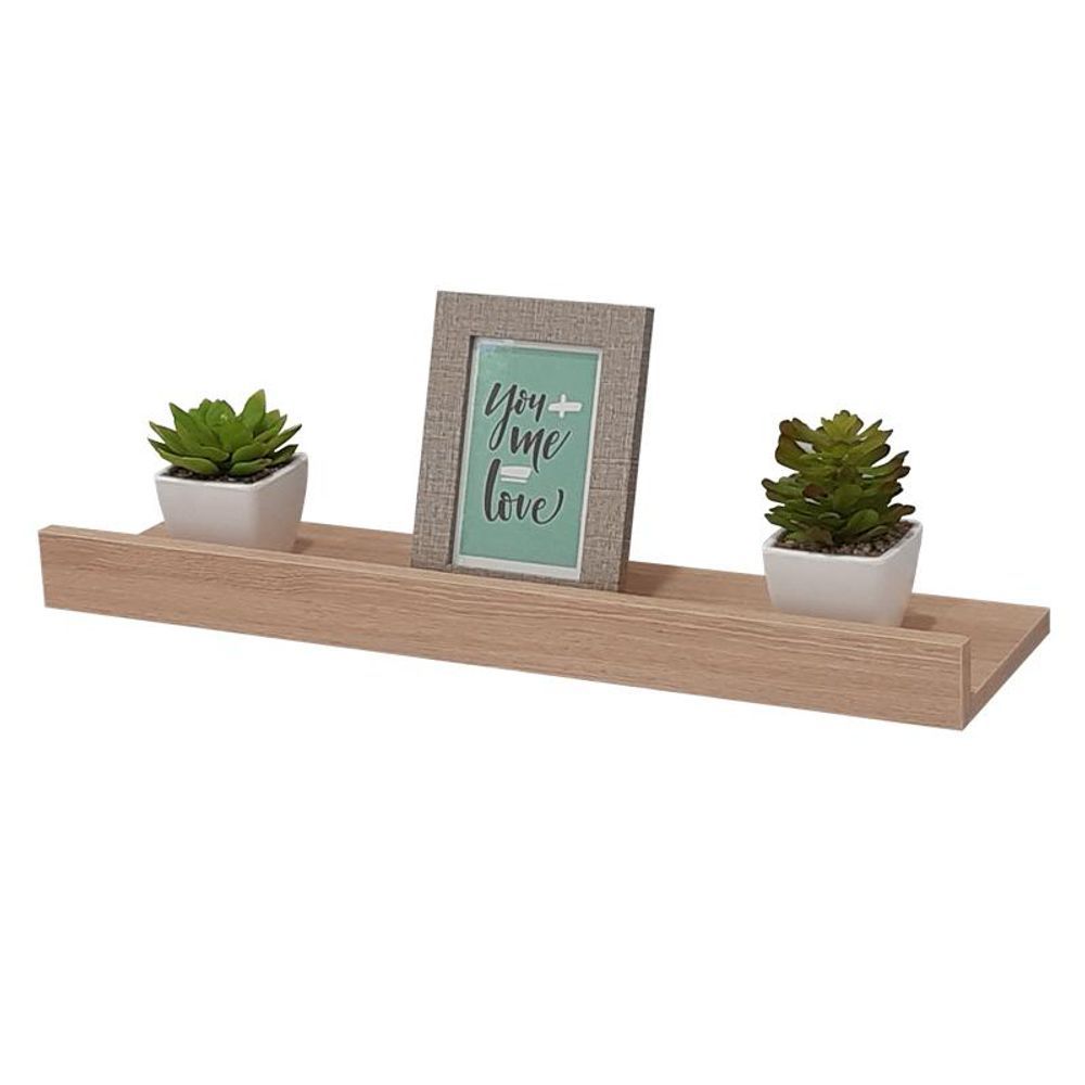 Prateleira Porta Quadros 50X15CM MDP Suporte Invisível Organizador Moderno Bege Mercado das Prateleiras 50CM