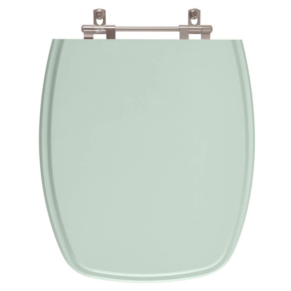 Assento Sanitário Amarilis Alongado MDF Fechamento Convencional Alumínio Anodizado Verde Claro Pontto Lavabo 40CM
