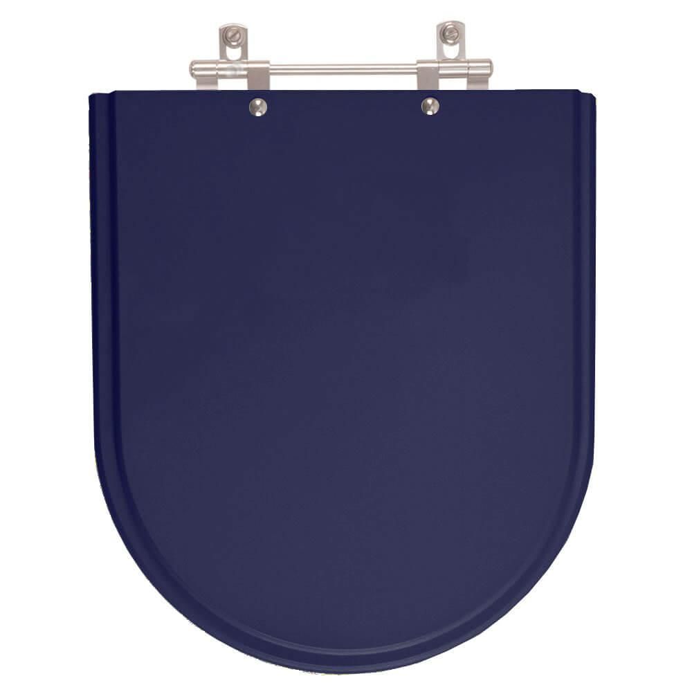 Assento Sanitário Jasmim Azul Alongado Resina Plástica Convencional Ferragem Alumínio Azul Pontto Lavabo 40CM