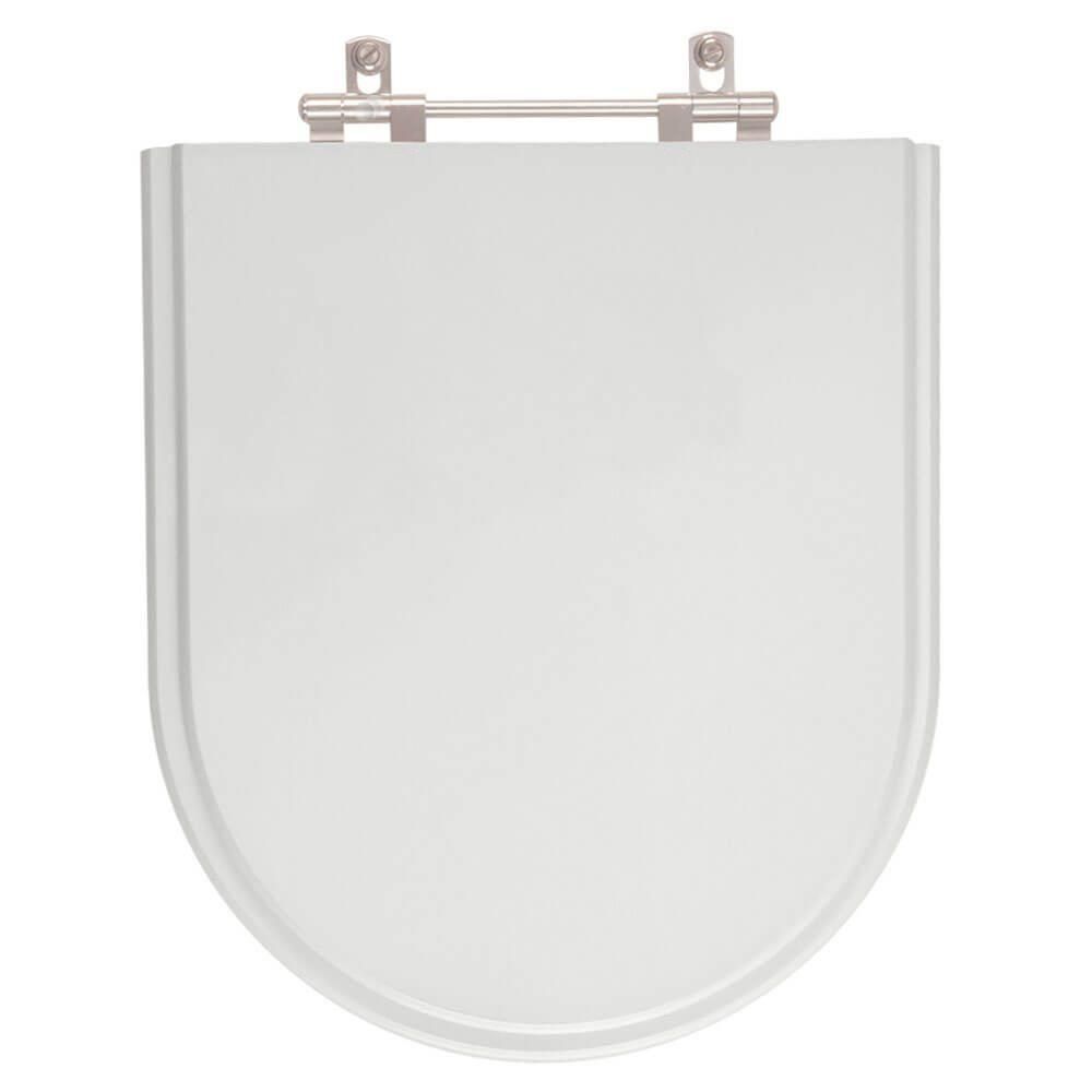 Assento Sanitário Jasmim Alongado MDF Fechamento Convencional Alumínio Anodizado Cinza Claro Pontto Lavabo 40CM