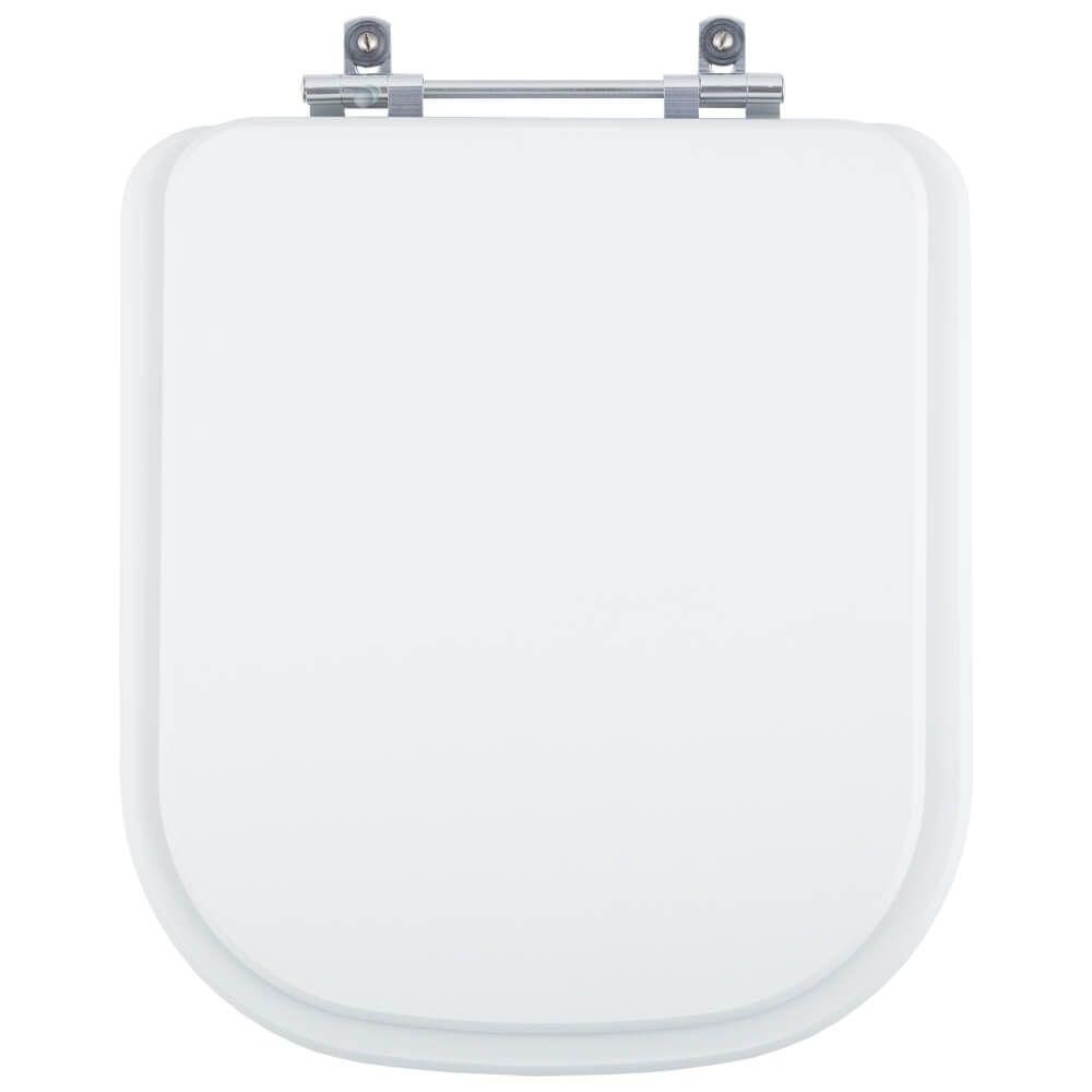 Assento Sanitário Polo Redondo MDF Fechamento Convencional Laqueado Branco Pontto Lavabo 40CM