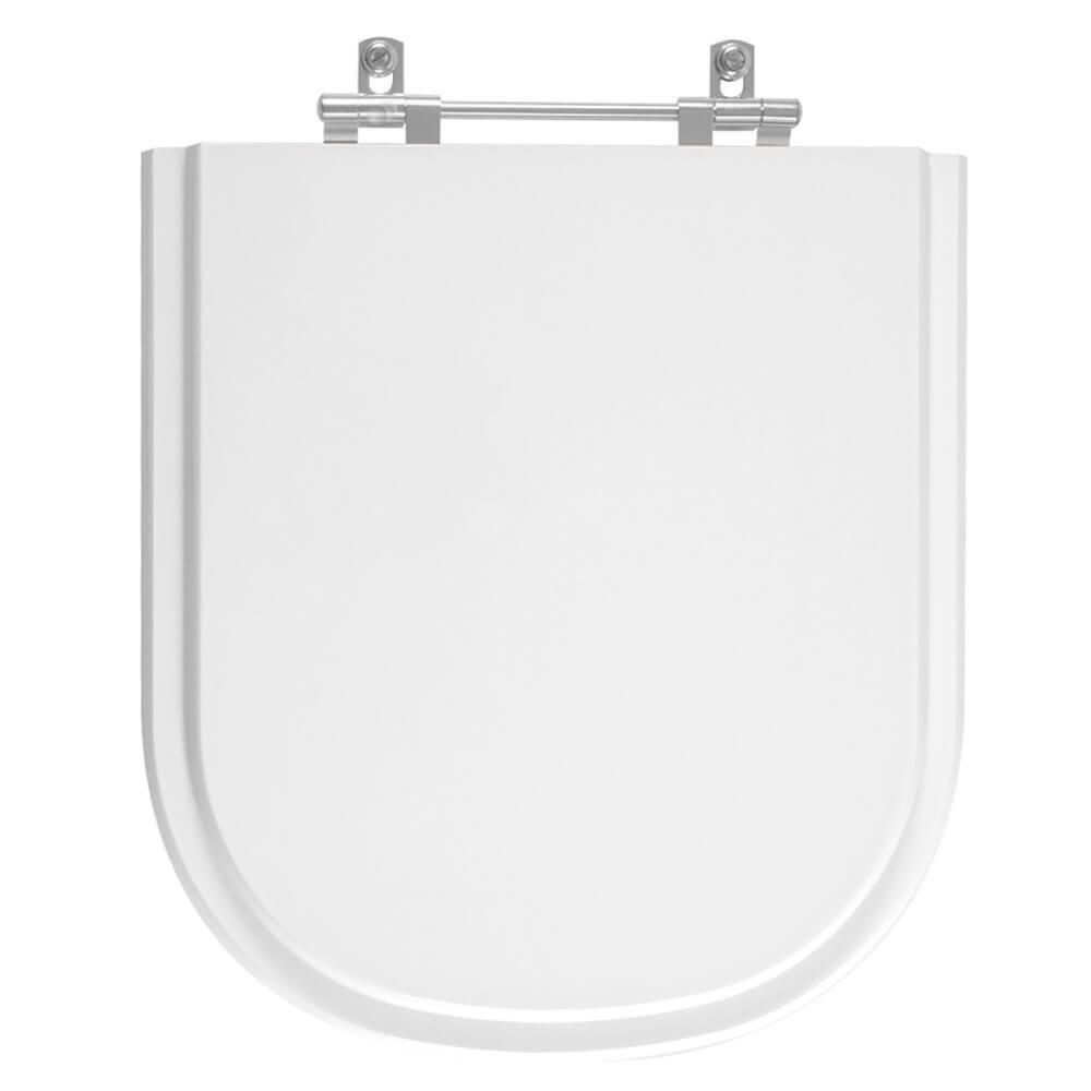 Assento Sanitário Loren Like Alongado MDF Fechamento Convencional Alumínio Anodizado Branco Pontto Lavabo 40CM